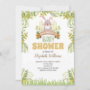 Invitation Baby shower de lapin de bois