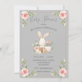 Invitation Baby shower de lapin de lapin grisé (Devant)