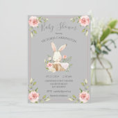Invitation Baby shower de lapin de lapin grisé (Debout devant)