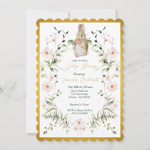 Invitation Baby shower de lapin doré Floral