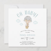 Invitation Baby shower de lapin d'ours en peluche bleu (Devant)