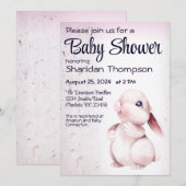 Invitation Baby shower de lapin doux (Devant / Derrière)