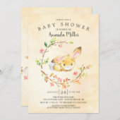 Invitation Baby shower de lapin doux (Devant / Derrière)