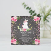 Invitation Baby shower de lapin doux (Debout devant)
