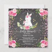 Invitation Baby shower de lapin doux (Devant)