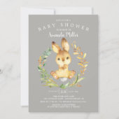 Invitation Baby shower de lapin doux (Devant)