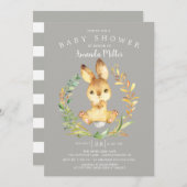 Invitation Baby shower de lapin doux (Devant / Derrière)