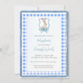 Invitation Baby shower de lapin En vichy Preppy (Devant)
