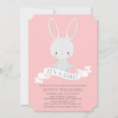Invitation Baby shower de lapin farci lapin fille (Devant)