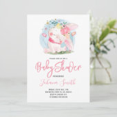 Invitation Baby shower de lapin fille mignonne (Debout devant)