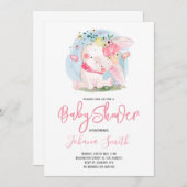Invitation Baby shower de lapin fille mignonne (Devant / Derrière)