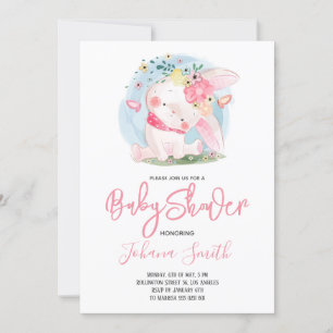Invitation Baby shower de lapin fille mignonne