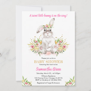 Invitation Baby shower de lapin floral