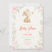 Invitation Baby shower de Lapin Floral (Devant)