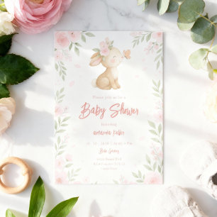 Invitation Baby shower de Lapin Floral