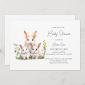 Invitation Baby shower de lapin forestier neutre pour les fem (Devant / Derrière)
