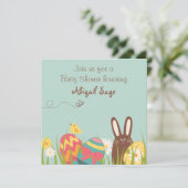 Invitation Baby shower de lapin mignon et oeufs de (Debout devant)