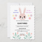 Invitation Baby shower de lapin minuscule à Hopper Floral (Devant)