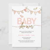 Invitation Baby shower de lapin rose fille (Devant)