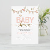 Invitation Baby shower de lapin rose fille (Debout devant)