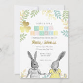 Invitation Baby shower de lapin rustique neutre pour les femm (Devant)