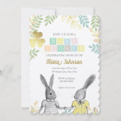 Invitation Baby shower de lapin rustique neutre pour les femm (Devant)