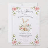 Invitation Baby shower de lapin Shimmer rose flou (Devant)