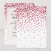 Invitation Baby shower de l'aquarelle des coeurs tombants (Devant / Derrière)