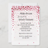 Invitation Baby shower de l'aquarelle des coeurs tombants (Dos)