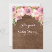 Invitation Baby shower de l'aquarelle en bois rustique (Devant)