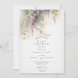 Invitation Baby shower de l'Aquarelle Florale de Wisteria Cou