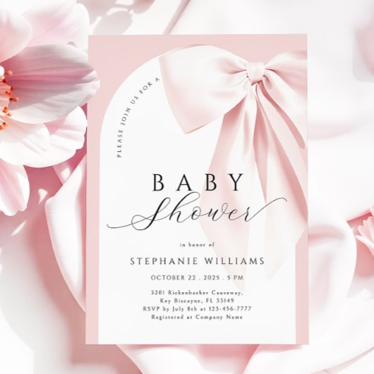 Invitation Baby shower de l'arc rose pâle