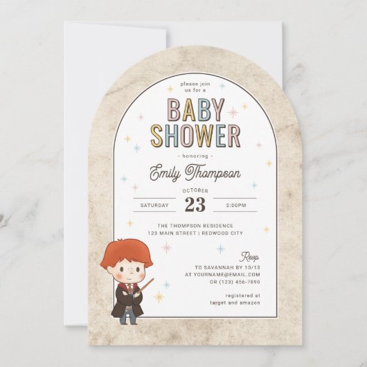 Invitation Baby shower de l'Assistant Harry Potter Chibi Ron (Devant)
