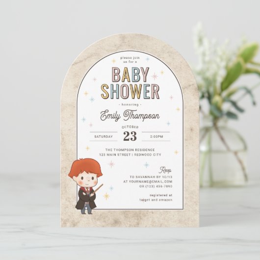 Invitation Baby shower de l'Assistant Harry Potter Chibi Ron  (Debout devant)