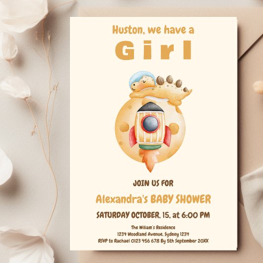 Invitation Baby shower de l'astronaute Dinosaur