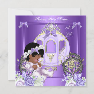Invitation Baby shower de lavande afro-américaine fille 5A