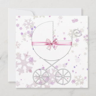 Invitation Baby shower de lavande et de flocon de neige rose