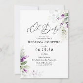 Invitation Baby shower de lavande verte violet (Devant)