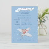 Invitation Baby shower de l'avion de l'ours de gar (Debout devant)