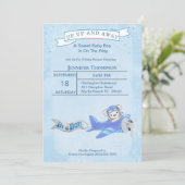 Invitation Baby shower de l'avion de l'ours de gar (Debout devant)