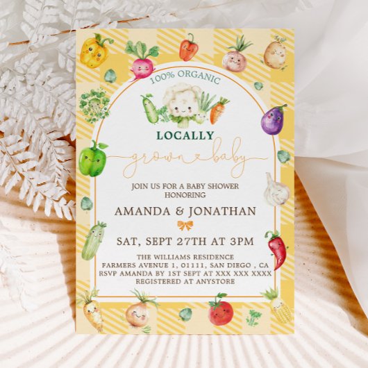 Invitation Baby shower de légumes du marché agricole
