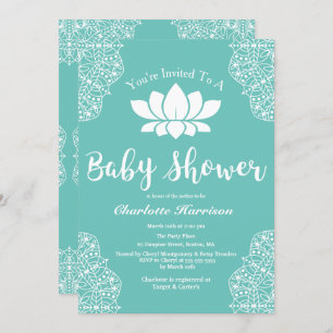 Invitation Baby shower de l'élégante Bohême White Lotus Manda
