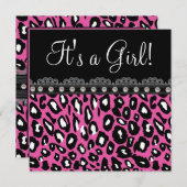 Invitation Baby shower de léopard rose doux (Devant / Derrière)
