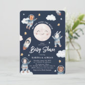 Invitation Baby shower de l'espace animal boisé mignon (Debout devant)