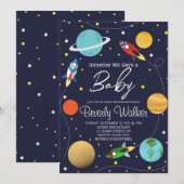 Invitation Baby shower De L'Espace Extérieur Houston Nous Avo (Devant / Derrière)