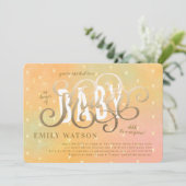 Invitation Baby shower de lettres or des Coeurs surprises (Debout devant)