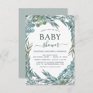 Invitation Baby shower de l'Eucalyptus Green Watercolor