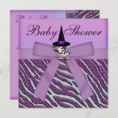 Invitation Baby shower de l'Halloween Zebra Purple (Devant / Derrière)