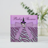 Invitation Baby shower de l'Halloween Zebra Purple (Debout devant)