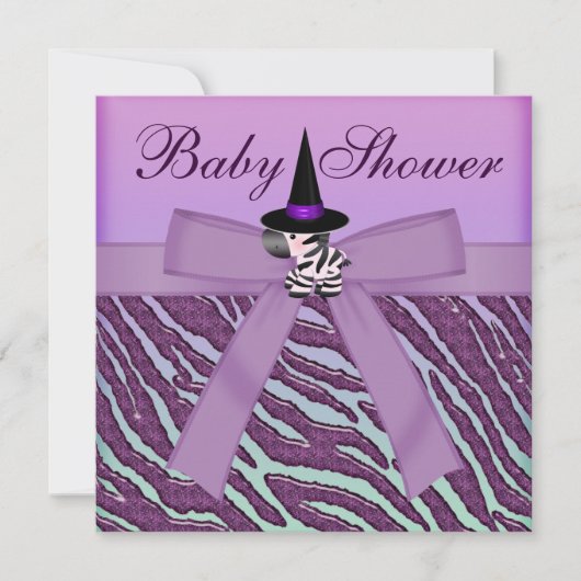 Invitation Baby shower de l'Halloween Zebra Purple (Devant)